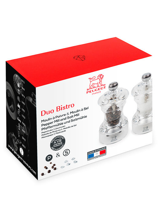 Peugeot Bistro Salt/Pepper Mill Duo in Acrylic, 10cm