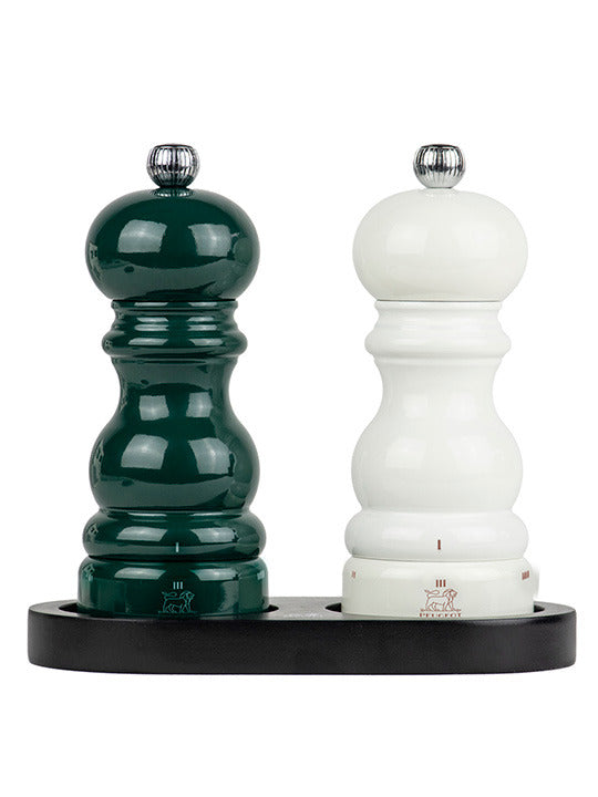 Peugeot Parisrama u'Select Salt & Pepper Mills Duo Gift Set, 15cm + Matt Black Bamboo Tray