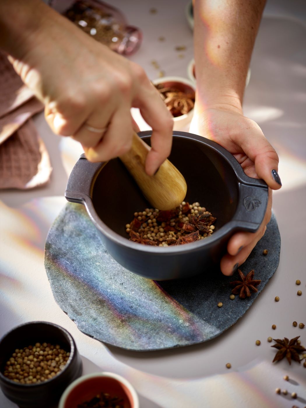 Peugeot Appolia Ceramic Mortar & Pestle 14cm in Slate