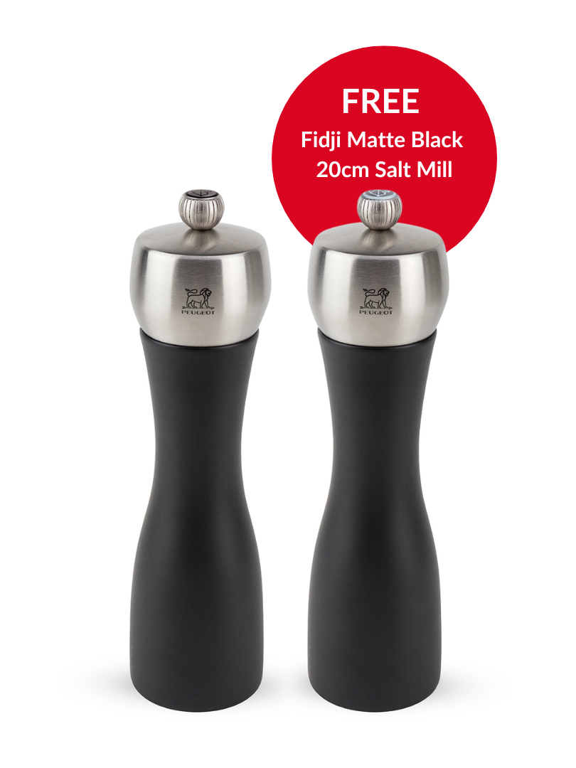 Peugeot Fidji Manual Salt/Pepper Mill Bundle Duo in Matte Black, 20 cm
