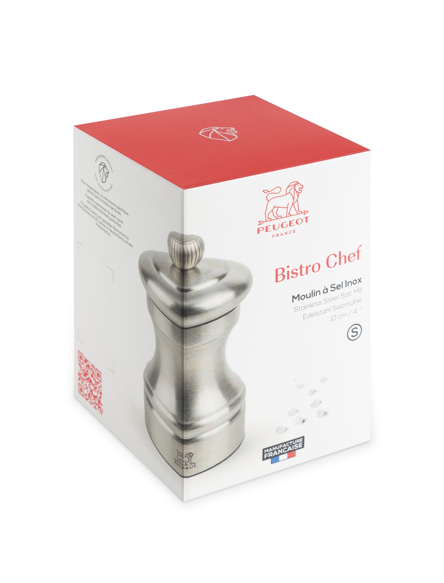 Peugeot Bistro Chef Salt Mill in Stainless Steel, 10 cm