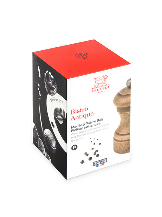 Peugeot Bistro Antique Pepper Mill in Aged Wood, 10 cm