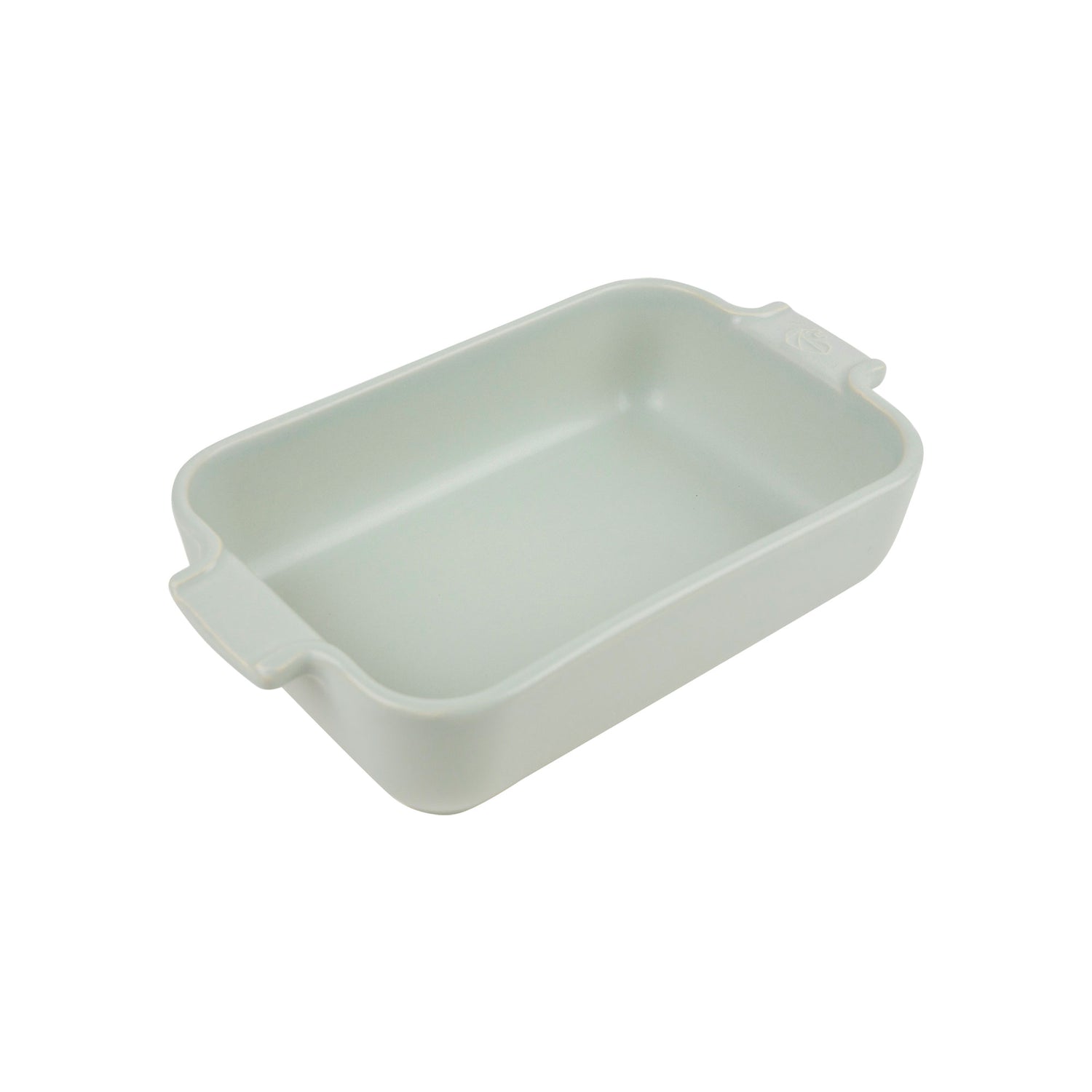 Rectangular ceramic baking dish on a white background