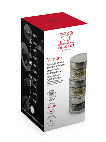 Maestro Pepper Mill Interchangeable Glass Jar, Pack of 3