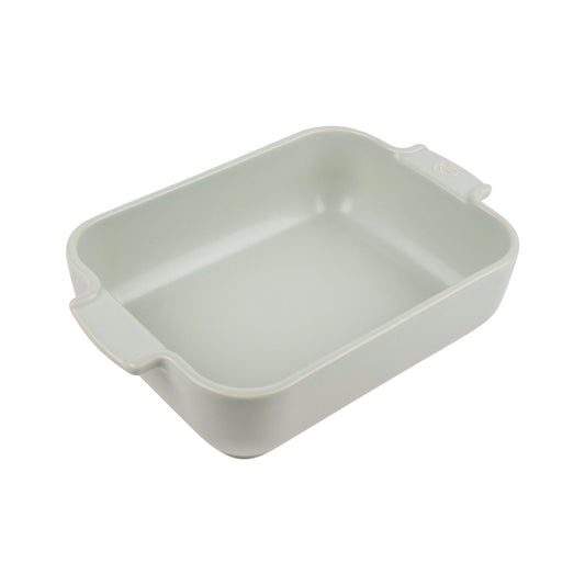 Rectangular ceramic baking dish on a white background