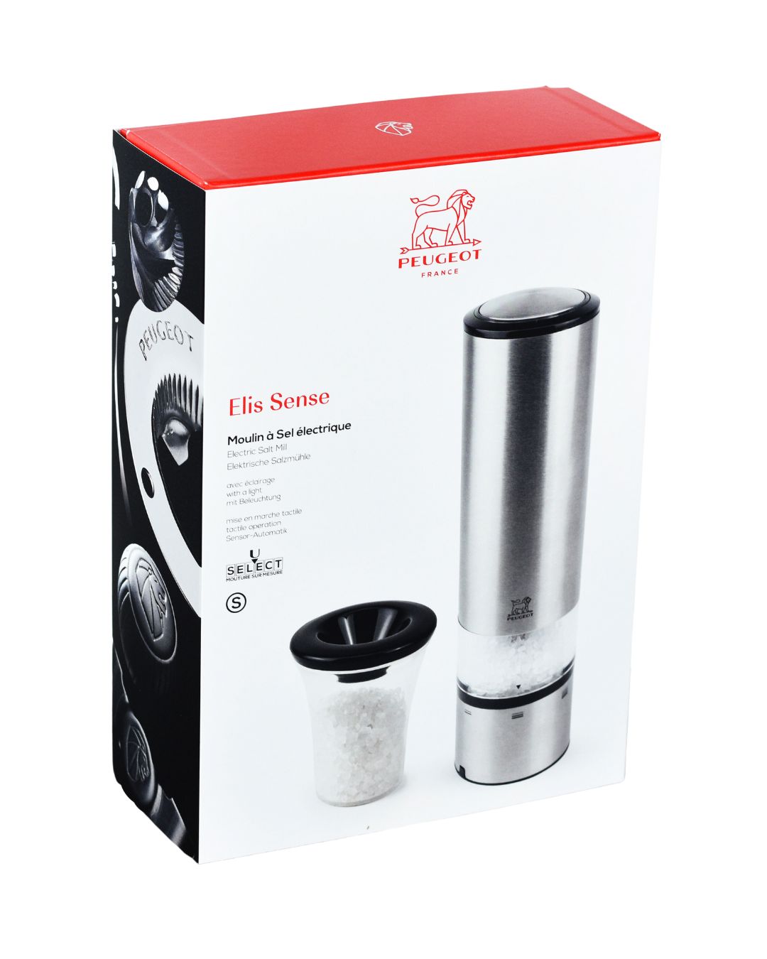 Peugeot Elis Sense Electric Salt Mill in stainless steel, 20 cm