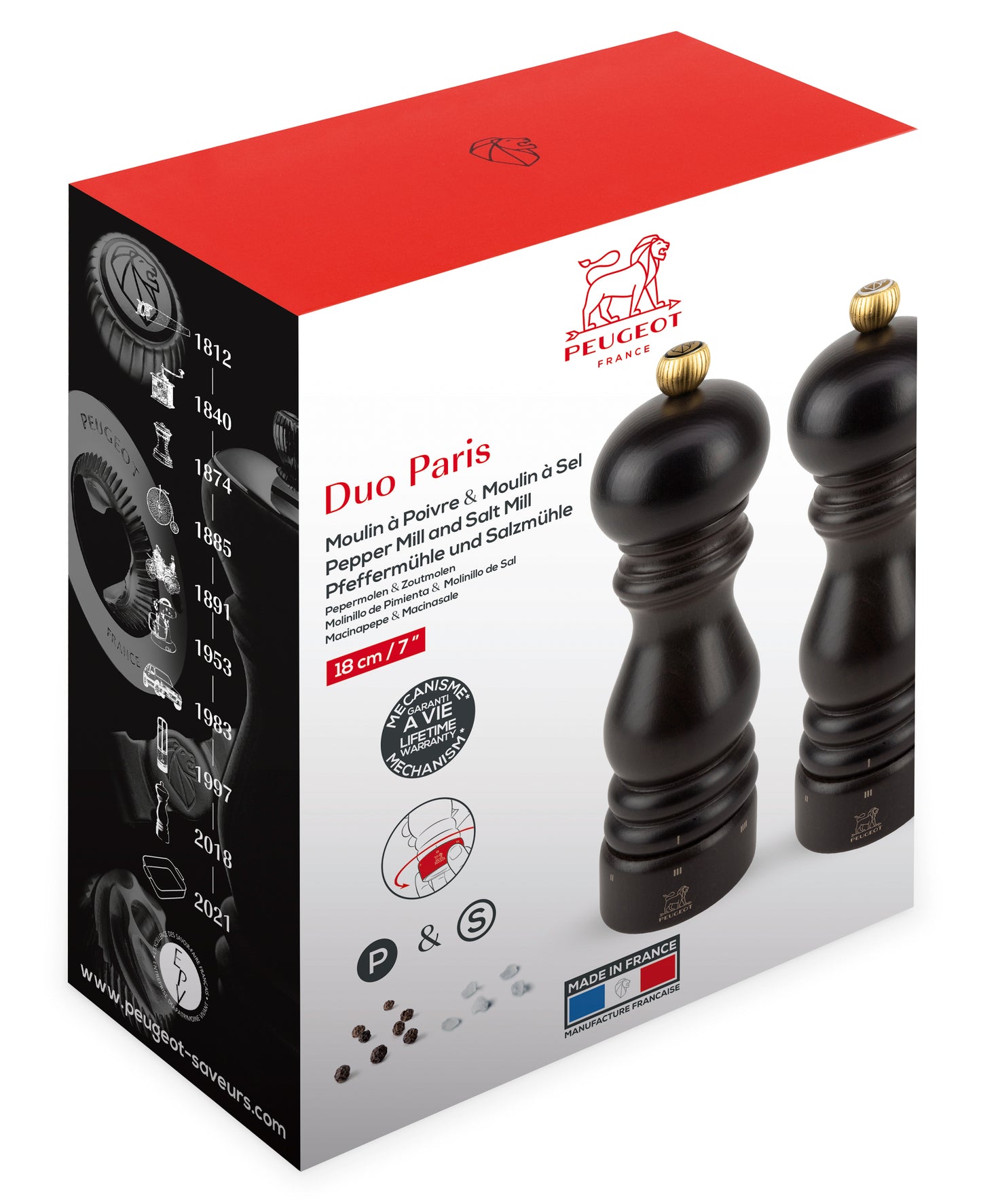 Peugeot Paris Salt/Pepper u'Select Mill Duo in Chocolate Finish, 18 cm