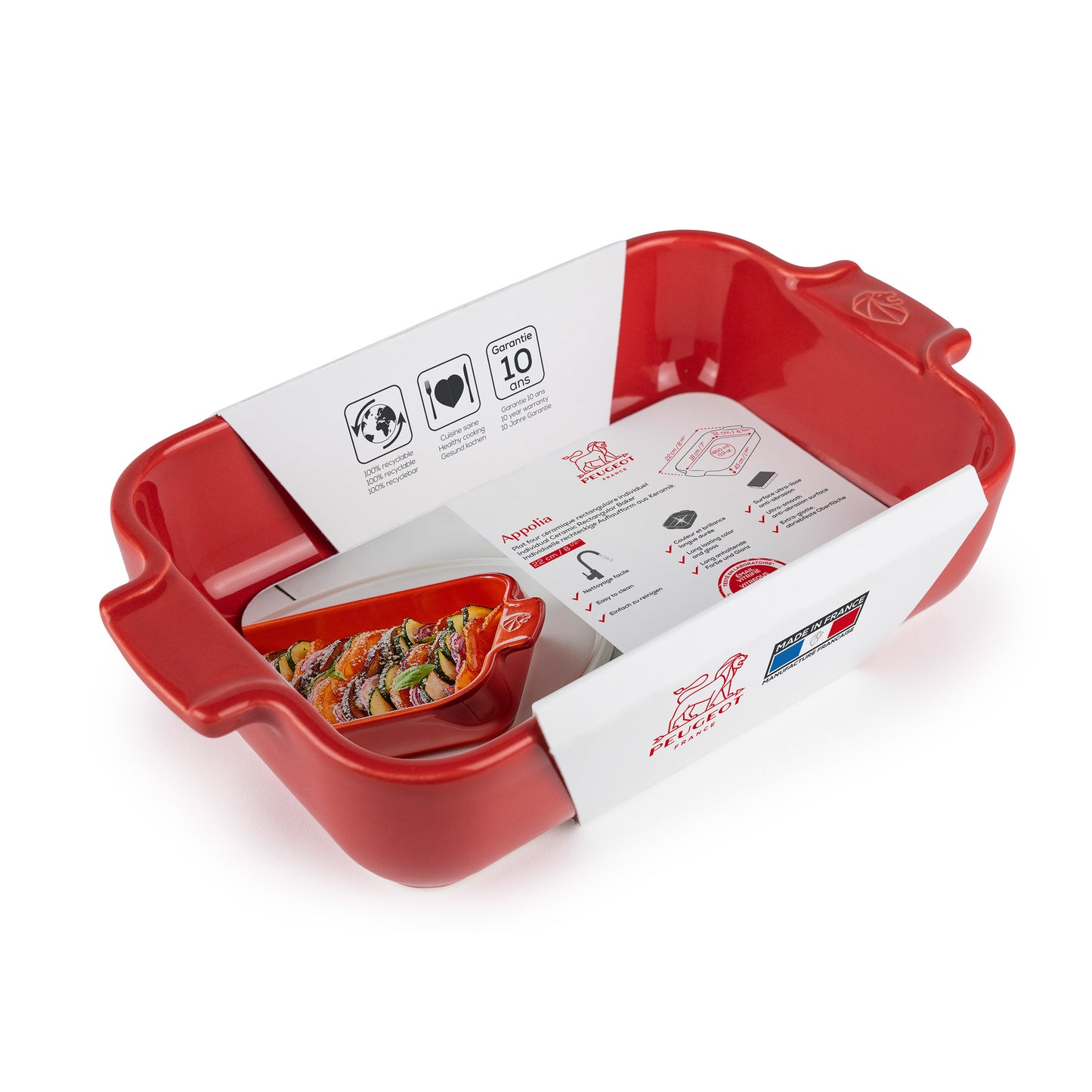 Peugeot Appolia Ceramic Rectangular Baker 22 cm in Red