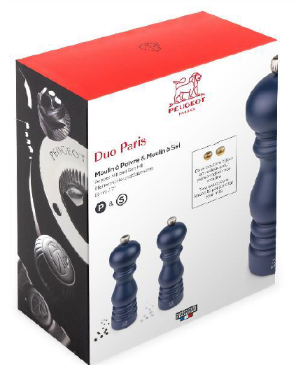 Peugeot Paris Salt/Pepper Mill Duo Gift Set in Deep Blue, 18 cm