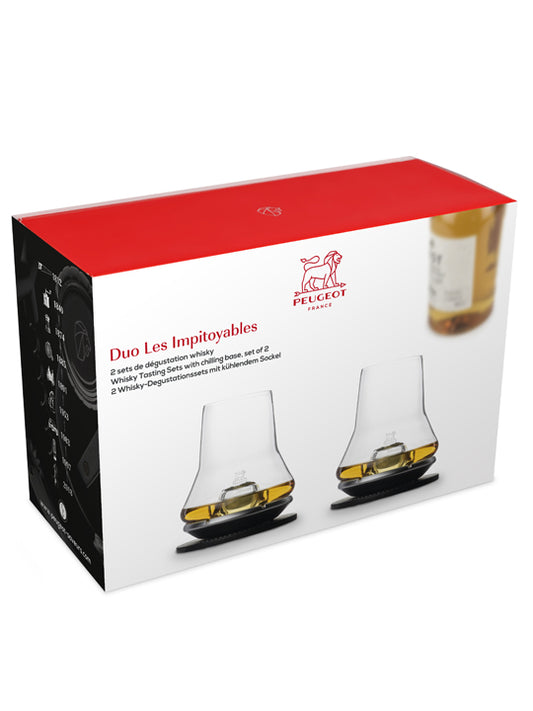 Peugeot Whisky Tasting Set with 2 Whisky Glasses + 2 Chilling Bases